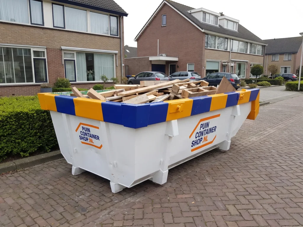 Container huren in Capelle aan den IJssel: afzetcontainer van Puincontainershop.nl bij een woning
