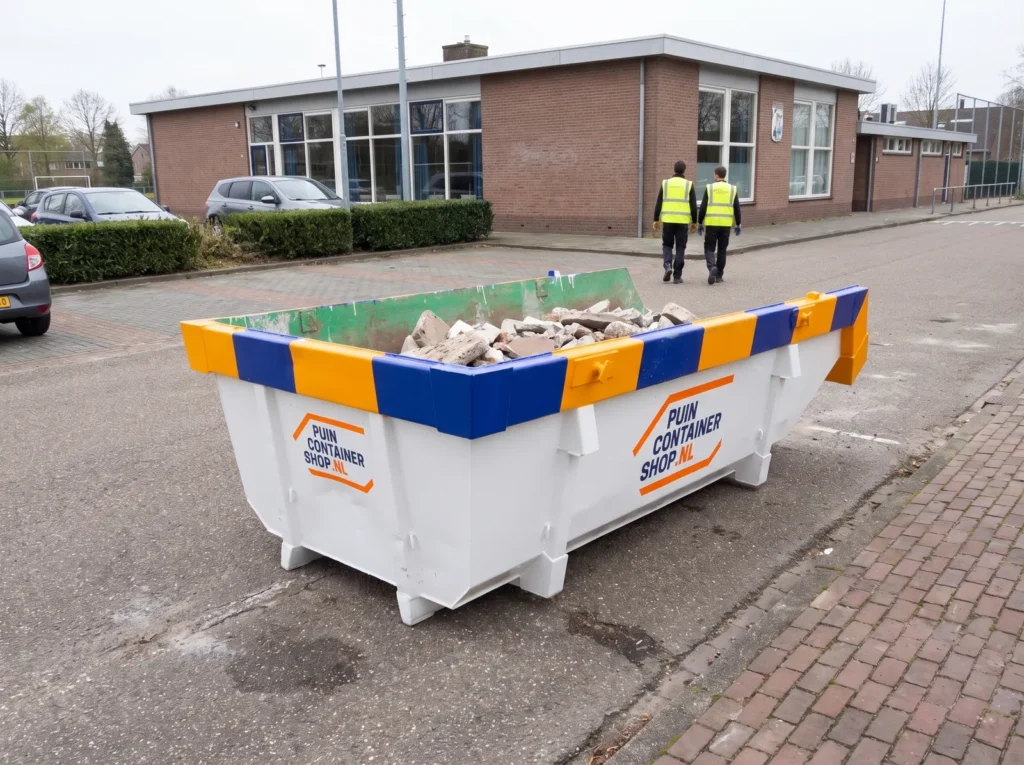 Container huren in IJsselstein: afzetcontainer van Puincontainershop.nl op een ruime oprit bij een woning